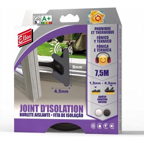 Guarnizione per porte e finestre da 1,5 a 4,5 mm, L.7,5 m nera ELLEN