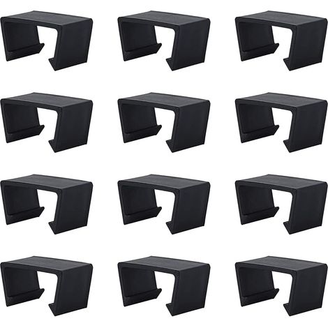 Ensemble de 12 pièces de raccordement noires pour banques de radeau (avec fermeture à clic), adapté pour banques de jardin de radeau