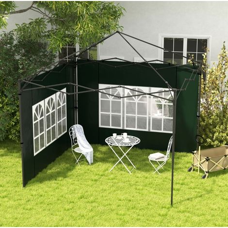 2 pannelli laterali per gazebo con finestra, 293 x 193 cm, impermeabili, verde scuro DESVIAE (1/5)