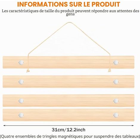 A3 Poster Rods, 31 cm, Poster Rail, Wooden Rail, Poster Frames and Hooks (1/4)