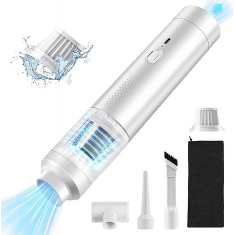19000 PA Aspirateur à Main Sans Fil, Mini Rechargeable 3 en 1 Puissant, Multifonctionnel pour Maison, Voiture, Bureau, Table, Canapé (Blanc) (1/5)