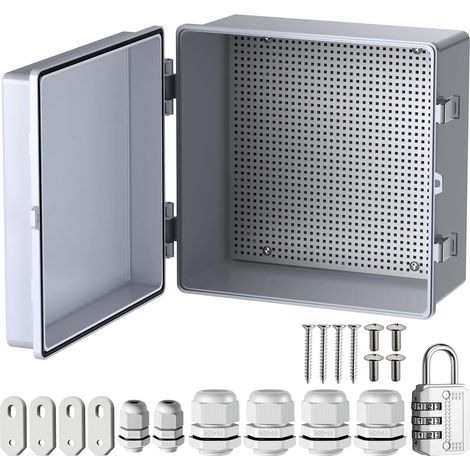 Boîtier Électrique Étanche Extérieur IP67 300x300x170mm Armoire de Protection ABS avec Serrure à Code,Plaque de Montage Grille (1/5)