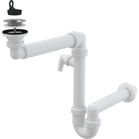 Siphon Alcadrain gain de place DN40 pour lavabos DN63 avec raccordement pour appareils électroménagers (1/2)