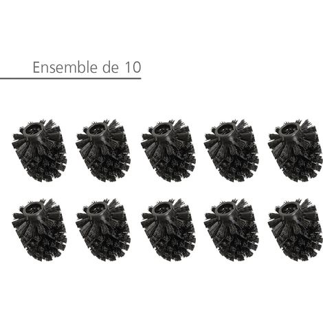 Wenko – Lot de 10 têtes de brosse WC noires – Tête de remplacement 8 cm – Plastique rigide pour nettoyage efficace – Compatible taille standard (1/5)