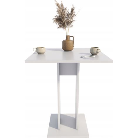 Mesa de cocina Jula blanca de 70 x 70 cm, mesa de bar, para cocina, comedor, bar. (1/4)