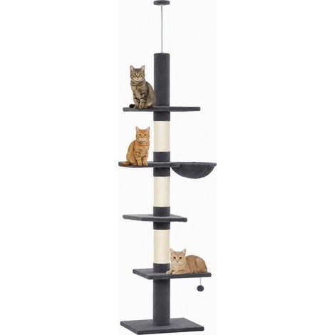 Árbol para gatos con rascadores de sisal, 48 x 40 x 255 cm, gris oscuro (1/5)