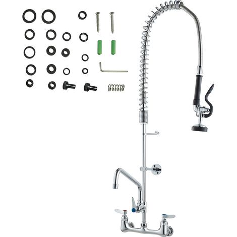 Robinet commercial pré-rinçage hauteur 91,4 cm entraxe 20,3 cm bec pivotant 30,5 cm, mural laiton, usage polyvalent (1/5)