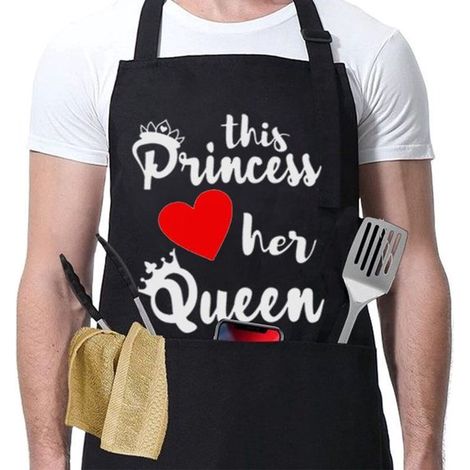 1 Grembiule da cucina da uomo, nero, regolabile, umoristico, divertente, con motivo barbecue, grembiule professionale in cotone, regalo di San Valentino, nero 7 (1/5)