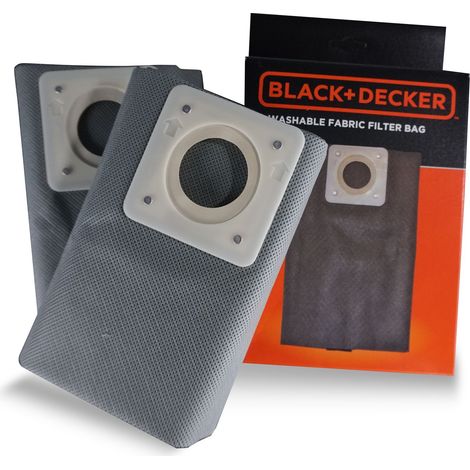Black&Decker – Sacs filtrants en tissu 30 l pour aspirateurs solides et liquides – Lot de 2 – Réutilisables et lavables – Protection moteur efficace