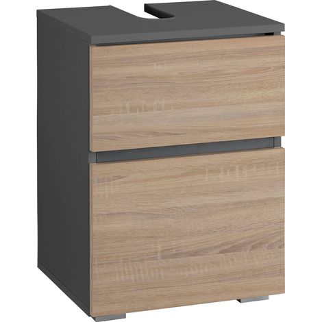 Wisla Meuble sous vasque avec 1 porte en aggloméré chêne/gris 40 cm (1/4)