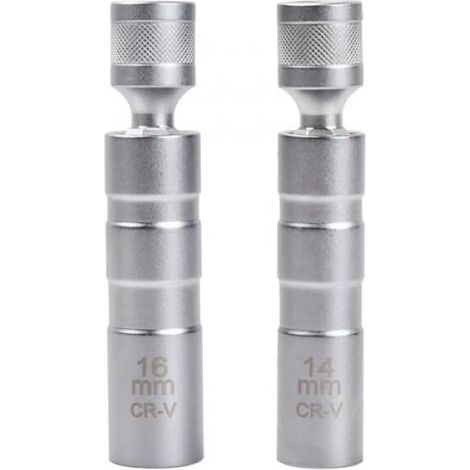 lot de 2 14mm & 16mm Douille Bougie, Cle a Bougie Magnétique, Magnétique Clé à Bougie Allumage, Universelle Outil de Retrait de Bougie D'allumage
