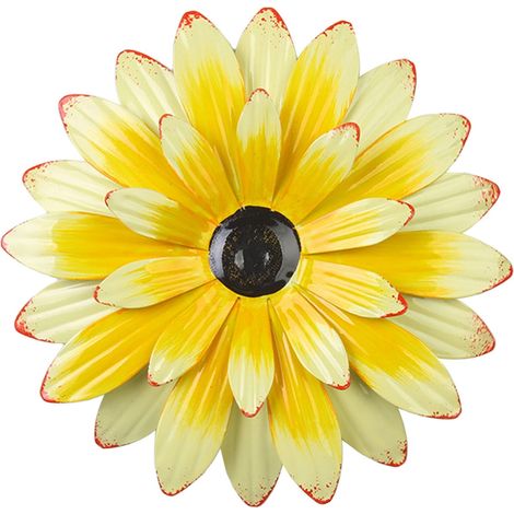 Décoration Murale Fleur Métal - Tournesol en Fer - Décor Intérieur Extérieur Style Rustique Ferme et Bohème - 20 x 20 cm - 1 Pièce (1/3)