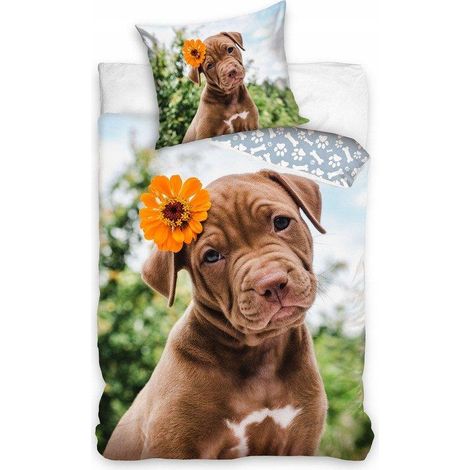 Parure de lit en coton 160x200 motif chien Labrador