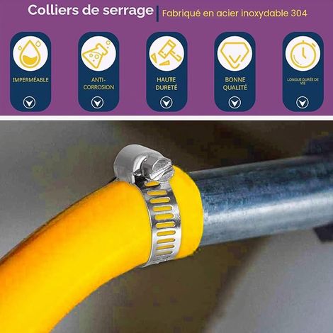 Collier de Serrage Réglables, Colliers de serrage en acier inoxydable, Tuyau Clips, Tuyau Clips Réglable,pour tuyau d'eau, plomberie, automobile et mécanique (1/3)