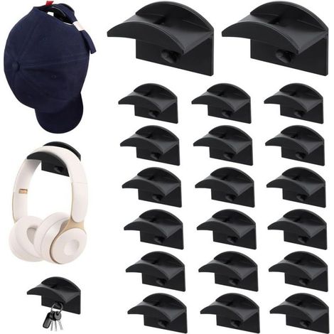 CSPARKV 20 Crochet à Chapeau,Porte-chapeaux pour casquettes de Baseball Crochets à Chapeaux Supports Muraux pas de Perçage, Porte-casquettes Organisateur de Chapeaux pour Foulards