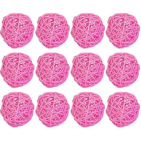Boules décoratives suspendues en rotin rose, compatibles avec les bars et la maison (15 pièces) (1/5)