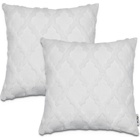 Paco Home Funda Cojín Decoración Motivo Escandinavo Juego 2 Fundas Sofá Decorativo 2pcs-Set, Blanco 1