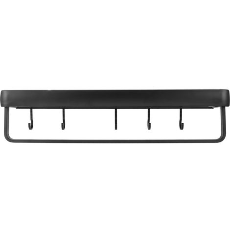 Étagère murale multifonctionnelle de 50 cm pour cuisine et salle de bain, avec porte-bouteilles (une seule couche avec barre et 5 crochets). (1/5)