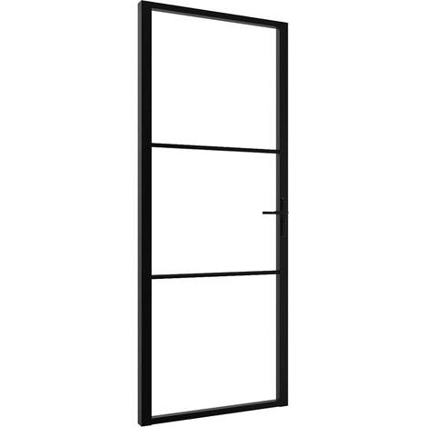 Porte intérieure Verre ESG et aluminium 83x201,5 cm Noir (1/5)