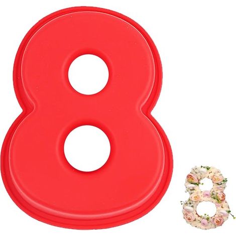 Moldes para pasteles con el número 8，Números grandes de silicona 3D，Moldes para pasteles DIY，Molde antiadherente para cumpleaños y aniversarios (1/5)