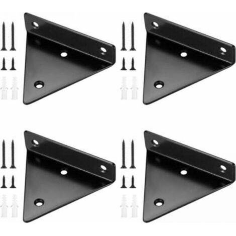 4 Pièces Supports d'étagère Flottants, Supports à Tablettes Muraux Triangulaires Invisibles, Equerre Etagere Murale Métal pour étagère (1/4)