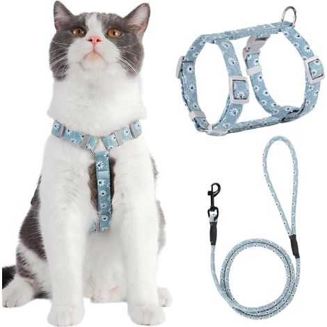 Harnais et Laisse pour Chat Réglable Anti-Évasion avec Motif Floral, Ensemble Confortable pour Promenade et Sécurité (1/5)