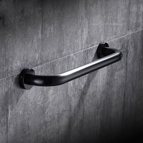Barre d'appui de toilette Poignée de baignoire en acier inoxydable Porte-serviettes mural Poignée de baignoire de salle de bain, Noir (CM)