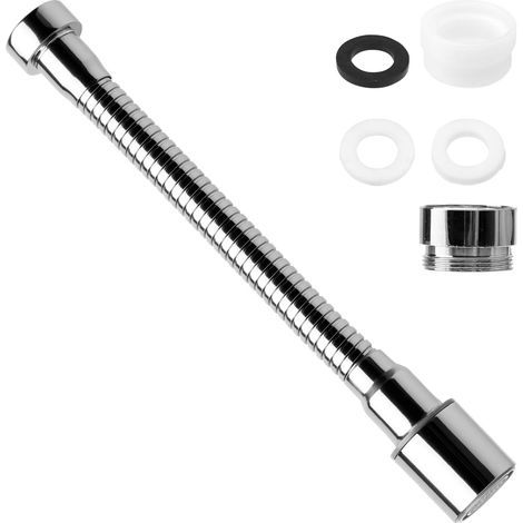 x 20 cm lange Edelstahl-Wasserhahnverlängerung mit 2 Wasserstrahlarten und 360°-Schwenkfunktion, für Küche und Bad (1/5)