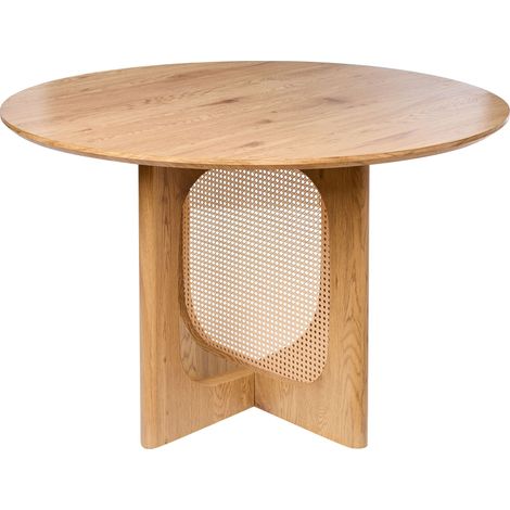 Tavolo da pranzo moderno in MDF e rattan ø 120 cm Marrone chiaro Karlo