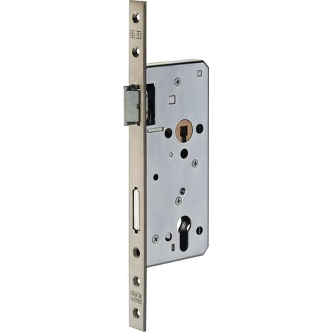 Serratura da infilare per legno con resistenza e versatilità -E50 b.tondo-controp.ottone lucido (1/2)