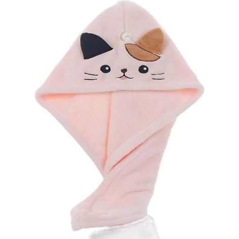 Turbante per capelli in microfibra, ad asciugatura rapida, super assorbente, morbido, idrorepellente, con design a orecchie di gatto. (1/4)