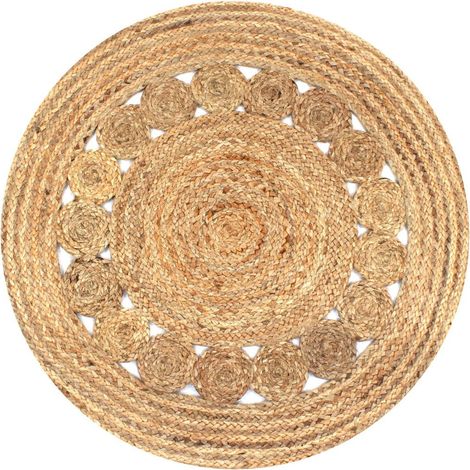 Tapis Jute design tressé 90cm rond (1/5)