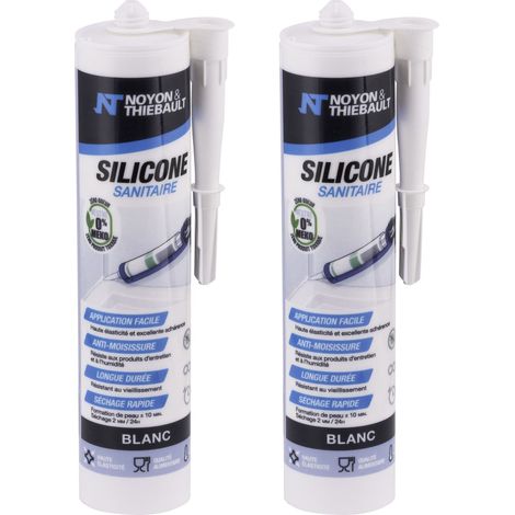 Silicone Sanitaire Anti-Moisissure Mastic neutre No Meko Blanc - Sans odeur - Séchage rapide - Lissage facile NOYON & THIEBAULT Pack de 2 cartouches 300 ml (1/5)