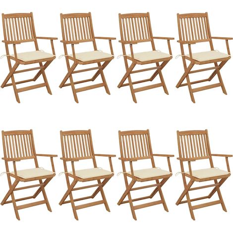Klappbare Gartenstühle 8 Stk. mit Kissen Massivholz Akazie