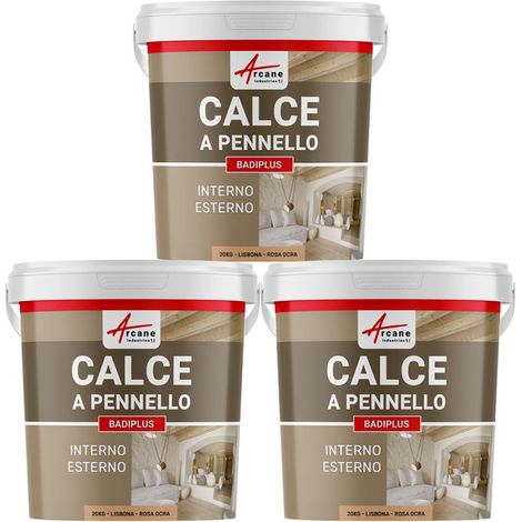 Calce a pennello per muri esterni e interni - BADIPLUS - 3 x 20 kg Lisbona - Rosa ocra - ARCANE INDUSTRIES