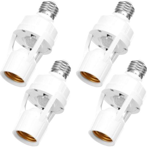 Lot de 4 douilles à détecteur de mouvement, douille intelligente E26/E27 avec vis, adaptateur de douille automatique, douille pour ampoule de