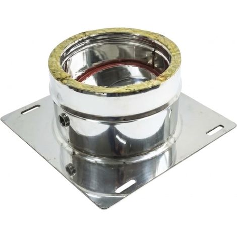 MAKA Piastra di Base Canna Fumaria Doppia Parete Aria Inox Inox Ø 200 mm (esterno 250) (1/5)