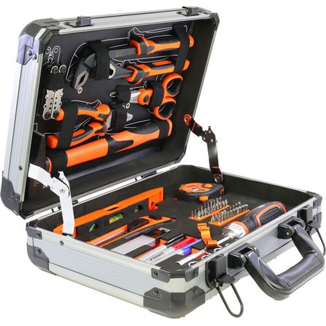 Fischer Darex – Coffret multi-outils 85 pièces – Outils en chrome vanadium – Pince multifonctions 11 en 1 – Niveau Torpedo magnétique 230 mm (1/5)