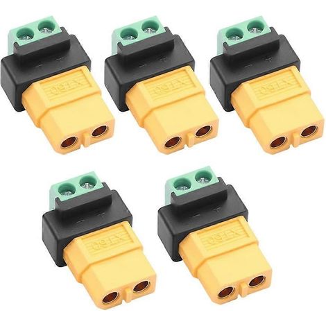 Lot de 5 connecteurs XT60 sans soudure, adaptateurs à bornes à vis, prise d'alimentation femelle portable (1/5)