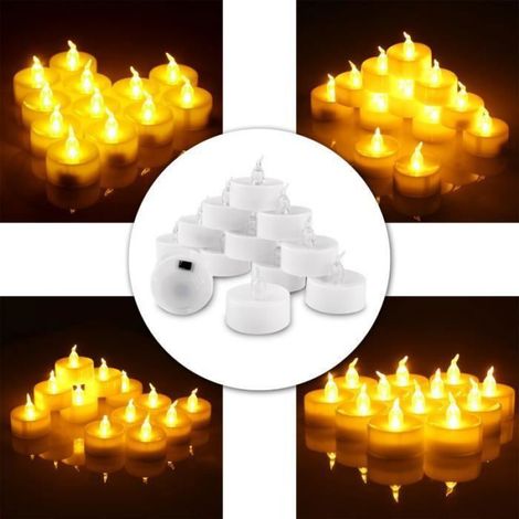 Bougie Led - Photophore Mini Sans Flamme - Blanc - Pour Mariage Fête Noël - Lot De 12 (1/5)