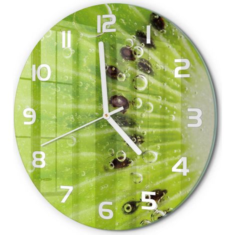 Horloge Murale Ronde Quartz Verre Trempé Design Moderne Salon Chambre Bureau Kiwi fi 30 cm (1/5)