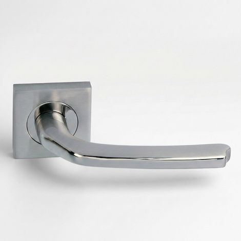 Manilla zamak roseta cuadrada bicolor níquel brillo puerta interior paso (1/5)