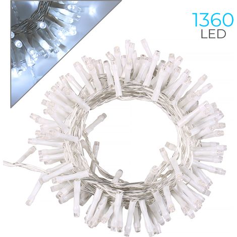 CATENA DI LUCI DA 1360 LED BIANCHI CON CAVO TRASPARENTE E TRASFORMATORE 36V - PER UNA DECORAZIONE VERSATILE E SICURA (1/4)