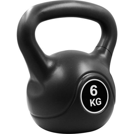 XQMAX pesa kettlebell 6 kg negra , Pesa Kettlebell 6 kg negraFabricada en cemento recubierto de goma blandaIdeal para entrenamiento polivalenteApta para todo tipo de ej