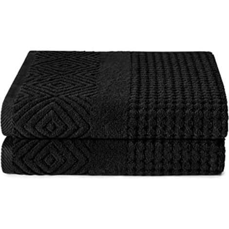 Texere Serviettes de bain en coton bio (noir, 2) Cadeau idéal pour une pendaison de crémaillère (1/5)