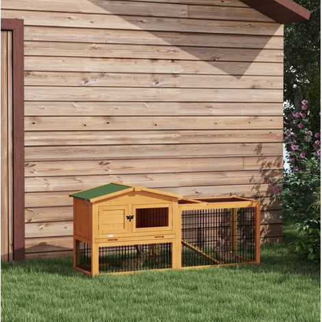 Clapier lapin extérieur 150x52x68 cm en bois jaune HAVRYA (1/3)
