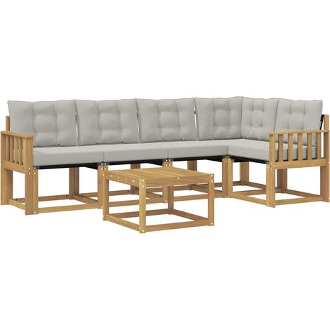 Outdoor Sofa Set with Cushion 6 pcs White and Light Grey vidaXL