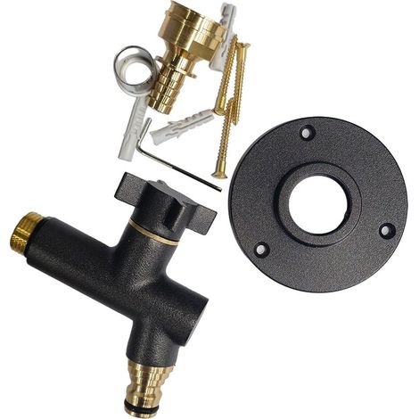 Robinet de jardin antigel OSLO vertical Mâle 1/2" (15/21) avec son applique PER à sertir Ø16 - Manganèse - Anquier (1/5)