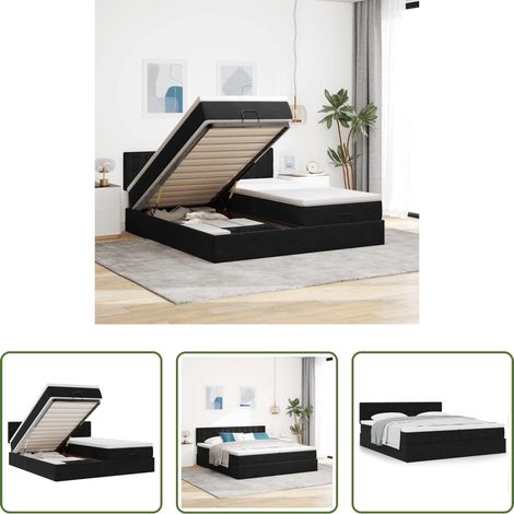 Matratze - Ottoman-Bett mit Matratzen Schwarz 160x200 cm Samt (1/5)