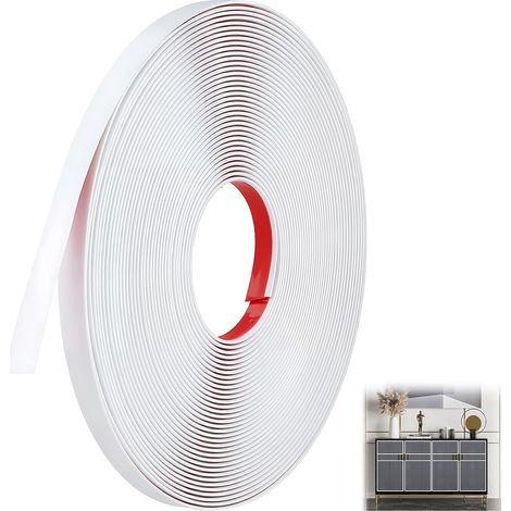 7m X 1cm Baguette De Finition Moulure Auto-Adhésives Moulures Murales En Pvc Amovibles Et Fixables Pour Fenêtres Portes Miroirs Crédences De Cuisine Et Meubles Blanc Brillant (1/5)